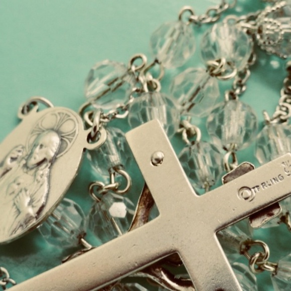 Sterling Silver and Crystal 39 Grams 22 1/2" Rosary - Picture 15 of 15